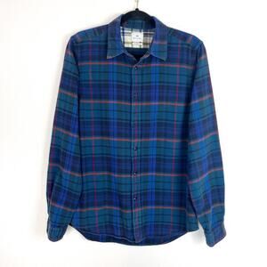Paul Smith Flannel Shirt Tailored Fit Blue Plaid Long Sleeve Medium